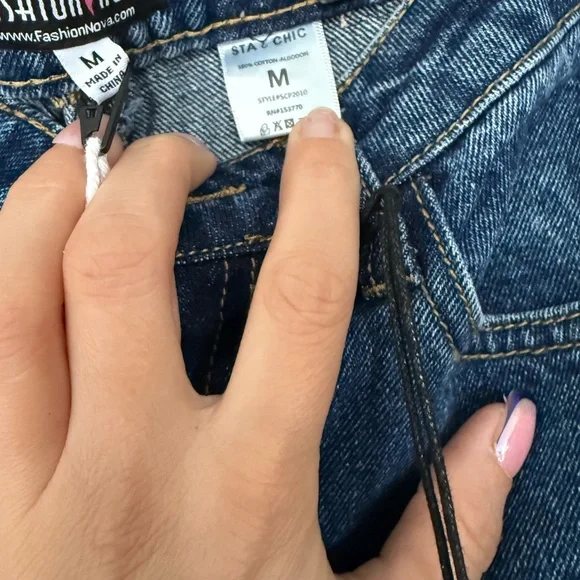 Fashion Nova Blue Distressed Skinny Jeans with Sequin Cuffs 💚🍀☘️ - Picture 6 of 7